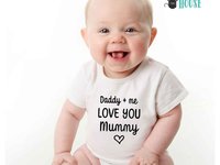Daddy + me love you Mummy baby bodysuit, First mothers day gift for Mum