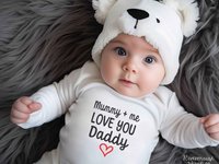 Mummy + me love you Daddy baby bodysuit, First Fathers day gift for Dad, Australian sizes newborn to toddler custom kids romper