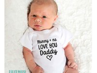 Mummy + me love you Daddy baby bodysuit, First Fathers day gift for Dad, Australian sizes newborn to toddler custom kids romper