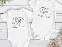 Daddy + me holding hands personalised baby bodysuit