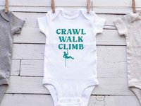 Crawl Walk Climb baby bodysuit, Custom rock climbing romper