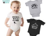 Crawl Walk Climb baby bodysuit, Custom rock climbing romper