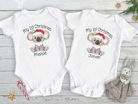 My first Christmas baby koala personalised onesie, little Aussie Xmas gift