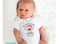 My first Christmas baby koala personalised onesie, little Aussie Xmas gift