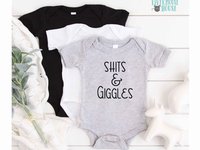 Shits & Giggles Baby Bodysuit, Funny One piece Newborn T shirt, Custom Baby Shower Gift, Rivermouse Rompers Australia
