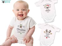 My first Christmas personalised baby wombat bodysuit, Little Aussie Xmas gift, Australian size newborn to toddler