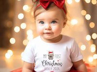 My first Christmas personalised baby wombat bodysuit, Little Aussie Xmas gift, Australian size newborn to toddler