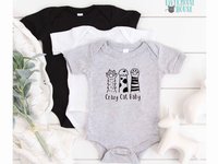Crazy Cat Baby bodysuit, funny feline pet paws romper, Custom kitty lovers gift