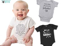 Will you be my Godparents, Godmother, Godfathern personalised proposal baby bodysuit, Christening announcement