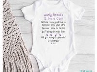 Will you be my Godparents, Godmother, Godfathern personalised proposal baby bodysuit, Christening announcement