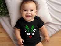 Personalised Christmas baby rudolf reindeer romper first Xmas gift