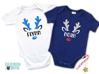 Personalised Christmas baby rudolf reindeer romper first Xmas gift
