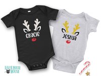 Personalised Christmas baby rudolf reindeer romper first Xmas gift
