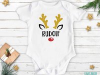 Personalised Christmas baby rudolf reindeer romper first Xmas gift