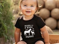 Horse baby bodysuit, Born to ride with my Mummy
