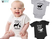 Horse baby bodysuit, Born to ride with my Mummy