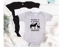 Horse baby bodysuit, Born to ride with my Mummy