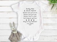 Will you be my Godparents, Godmother, Godfathern personalised proposal baby bodysuit, Christening announcement