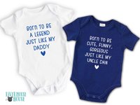 Born to be cute, funny, gorgeous just like my Aunty, Uncle, personalised baby bodysuit