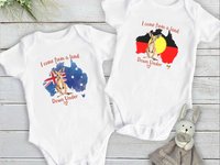 Australia baby bodysuit, I come from a land down under little kangaroo romper, Available in Aussie & First Nations designs