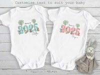 Born in 2025 welcome to the world personalised baby bodysuit, Going home outfit, custom pregnancy announcement, Newborn Aussie photo reveal