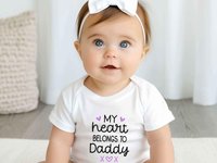 My heart belongs to Mummy, Daddy baby bodysuit, Personalised valentines day gift