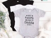 My heart belongs to Mummy, Daddy baby bodysuit, Personalised valentines day gift
