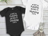 My heart belongs to Mummy, Daddy baby bodysuit, Personalised valentines day gift