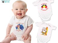 Australia baby bodysuit, I come from a land down under little kangaroo romper, Available in Aussie & First Nations designs