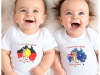 Australia baby bodysuit, I come from a land down under little kangaroo romper, Available in Aussie & First Nations designs