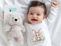 Australian bilby first Easter baby bodysuit, Personalised little Aussie animal romper