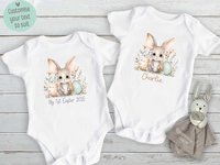 Australian bilby first Easter baby bodysuit, Personalised little Aussie animal romper
