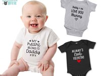 My heart belongs to Mummy, Daddy baby bodysuit, Personalised valentines day gift
