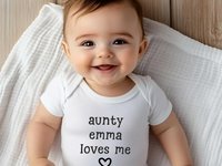 Personalised baby love bodysuit, My aunty, uncle, grandparents love me, Customise name to suit your family