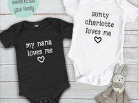 Personalised baby love bodysuit, My aunty, uncle, grandparents love me, Customise name to suit your family