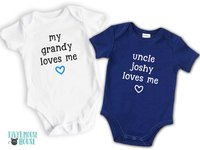 Personalised baby love bodysuit, My aunty, uncle, grandparents love me, Customise name to suit your family