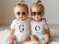 Baby girl personalised name bodysuit, Floral alphabet custom letter with pink flowers design
