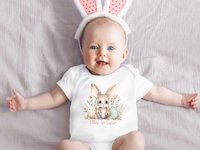 Australian bilby first Easter baby bodysuit, Personalised little Aussie animal romper