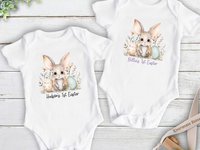Australian bilby first Easter baby bodysuit, Personalised little Aussie animal romper