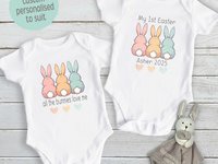 All the bunnies love me personalised baby bodysuit, My 1st Easter bunny butt outfit, Choose from 4 cute designs