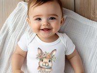Baby bunny rabbit personalised bodysuit, customise yours for Easter or any occasion