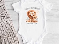 First Fathers day Daddy & baby lion cub personalised bodysuit
