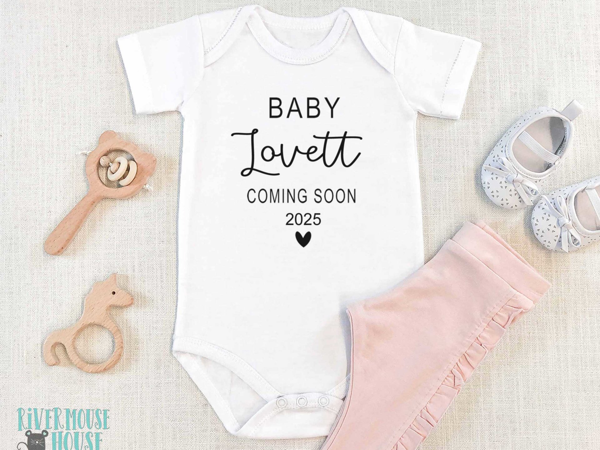 Coming Soon pregnancy announcement, Personalised newborn baby reveal onesie