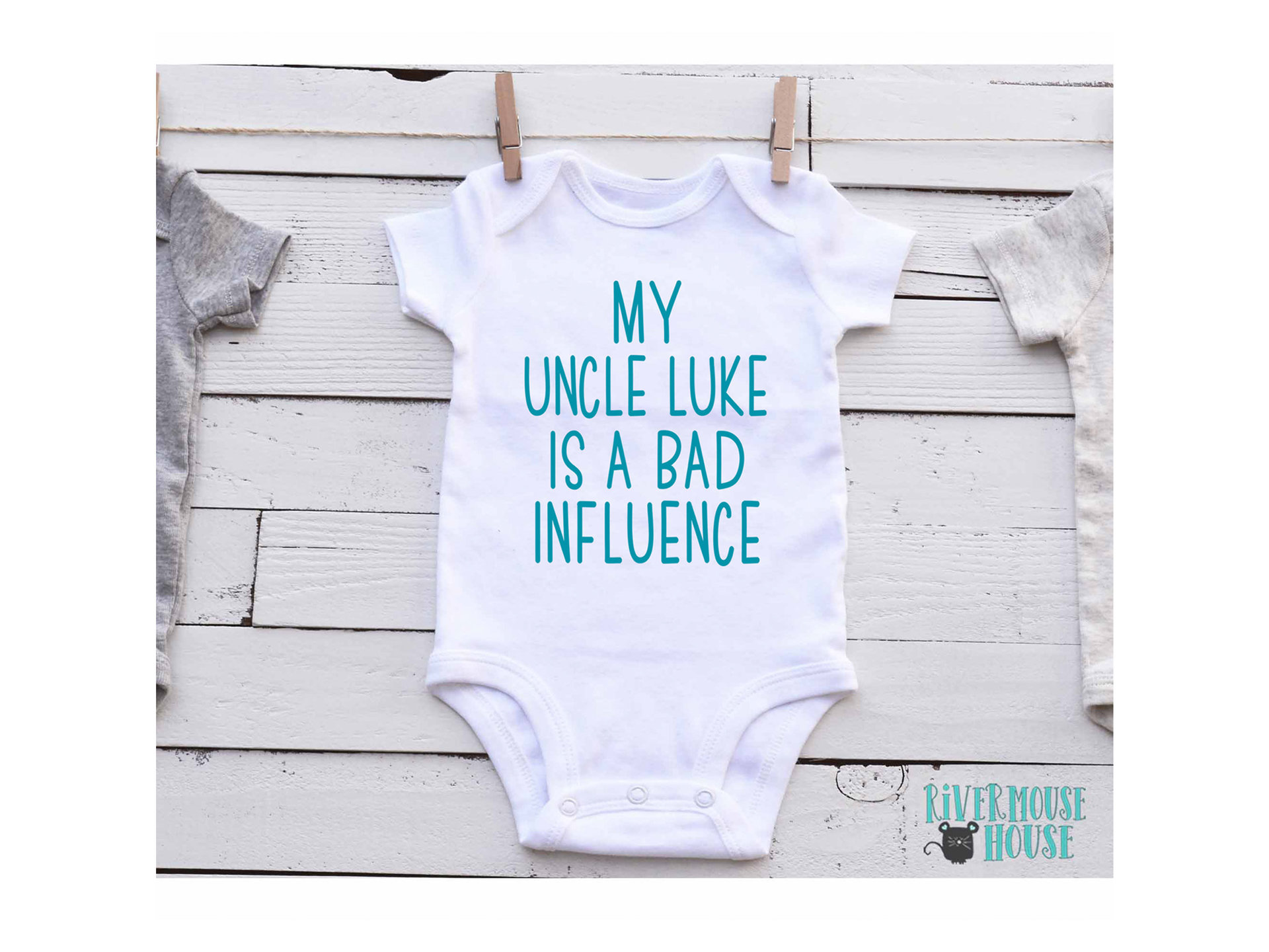 Bad Influence funny baby onesie, Aunty, Uncle or personalise to suit