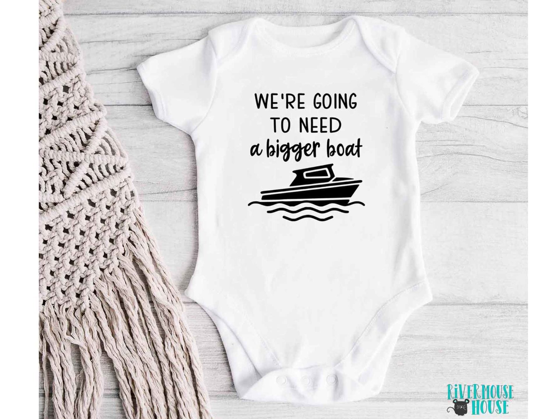 We're going to need a bigger boat baby bodysuit, Funny nautical pregnancy announcement