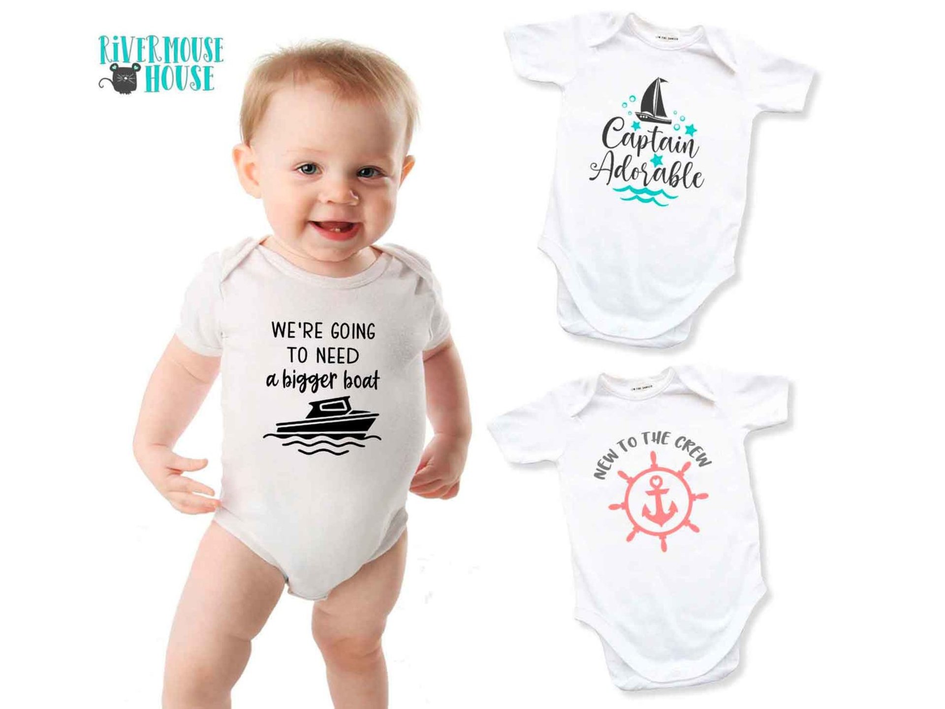 We're going to need a bigger boat baby bodysuit, Funny nautical pregnancy announcement