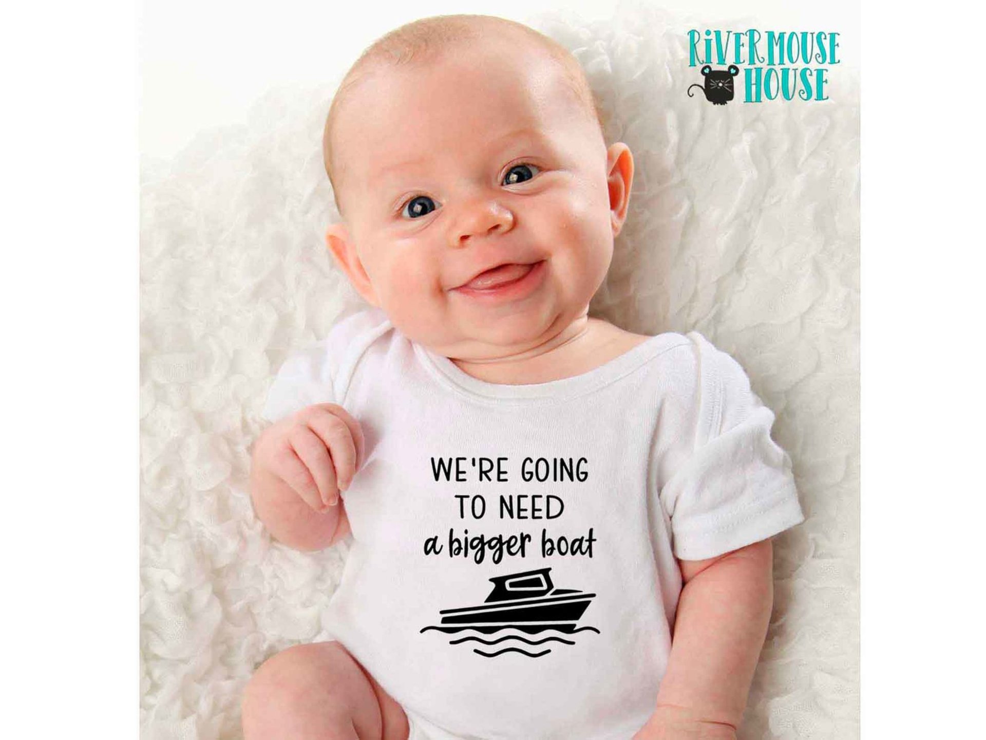 We're going to need a bigger boat baby bodysuit, Funny nautical pregnancy announcement