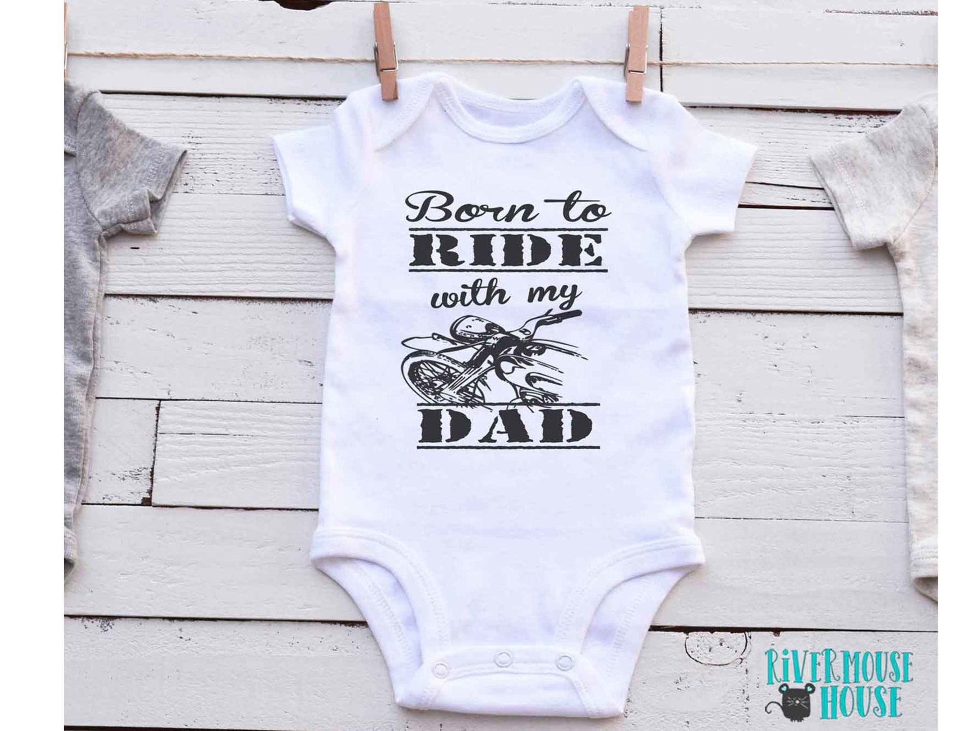 Born to Ride with my Dad motorcycle baby onesie, custom biker kids onesie