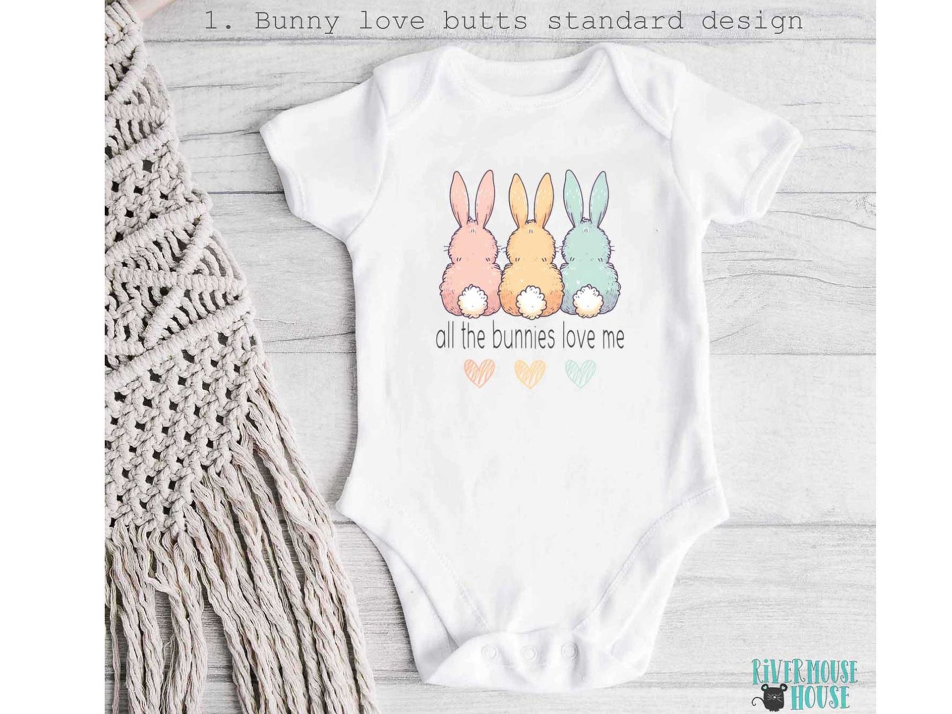 All the bunnies love me personalised baby bodysuit, My 1st Easter bunny butt outfit, Choose from 4 cute designs