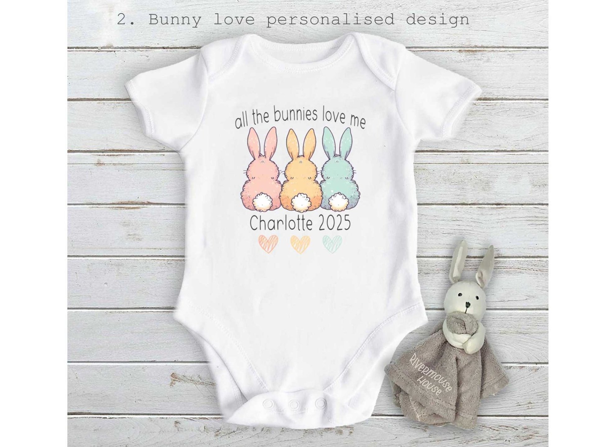 All the bunnies love me personalised baby bodysuit, My 1st Easter bunny butt outfit, Choose from 4 cute designs